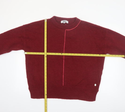 Diesel Women's Burgundy Wool Blend Pullover Jumper Size M