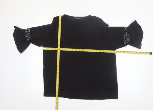 Dunnes Women’s Black Cotton 3/4 Flared Sleeve Blouse Size L
