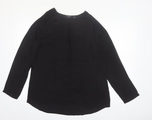 Esmara Women Black Long Sleeve V-Neck Polyester Blouse Size 18