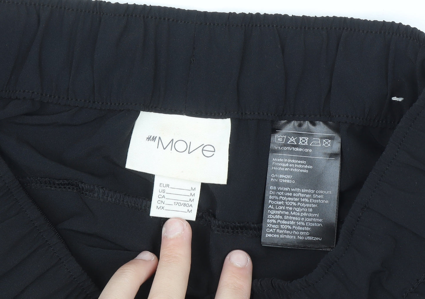 H&M Move Womens Black Jogger Trousers M Elastic Waist Zip Ankles