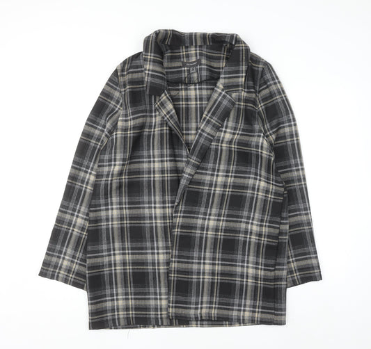 Primark Women Grey Check Mid-Length Overcoat Size 16