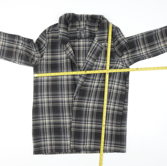 Primark Women Grey Check Mid-Length Overcoat Size 16