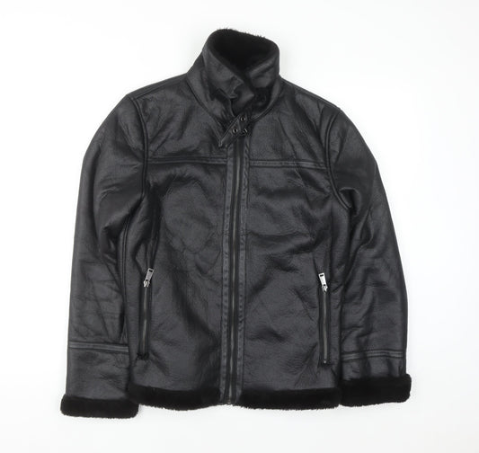 Primark Women’s Black Faux Leather Lined Biker Jacket Size S