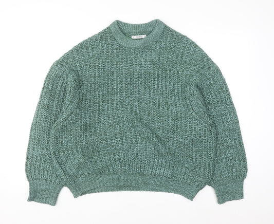 Pull & Bear Women’s Green Chunky Knit Acrylic Jumper Size 8