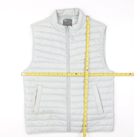 ASOS Men’s Grey Puffer Waistcoat M Regular Fit Quilted Zip Gilet