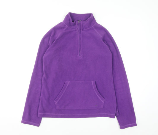 Additional front view of Dunnes Women Purple Fleece 1/4 Zip Pullover Sweatshirt, size 12