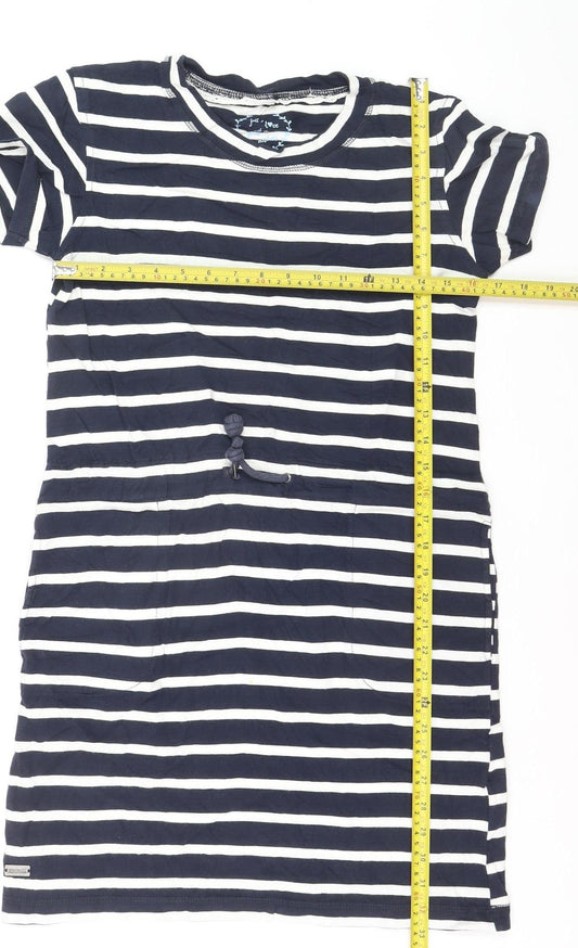 Regatta Women Blue Striped Cotton T-Shirt Dress Size 10 Casual Summer