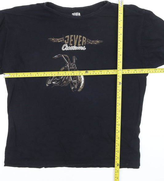JEVER Mens Black XL Biker Motorcycle Graphic Print Cotton T-Shirt