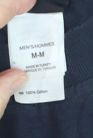 The North Face Men's Blue Long Sleeve Cotton Crew Neck Top M