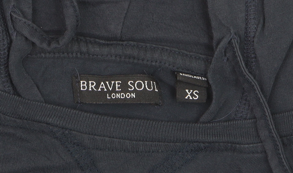 Brave Soul Men's Blue XS Hoodie Long Sleeve Cotton Top