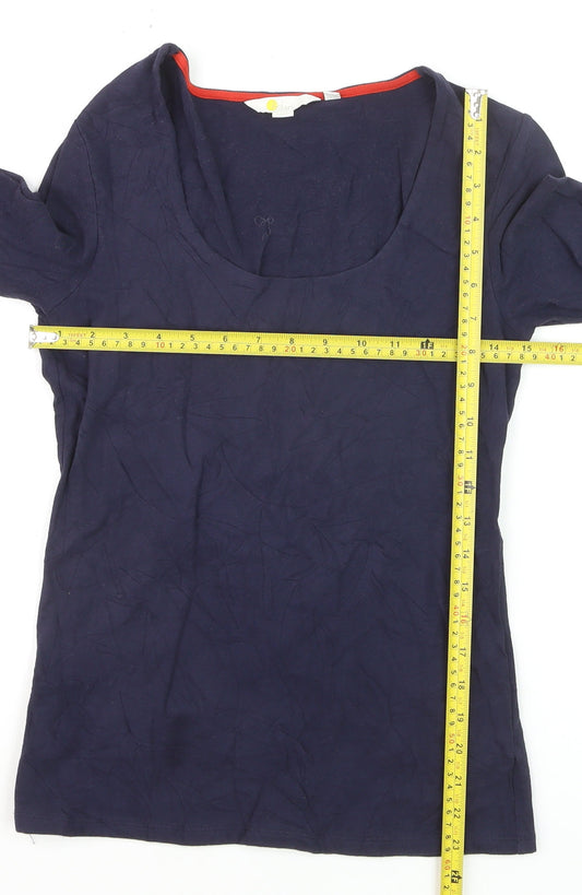Boden Women Blue Scoop Neck 3/4 Sleeve Cotton Jersey Blouse UK 10