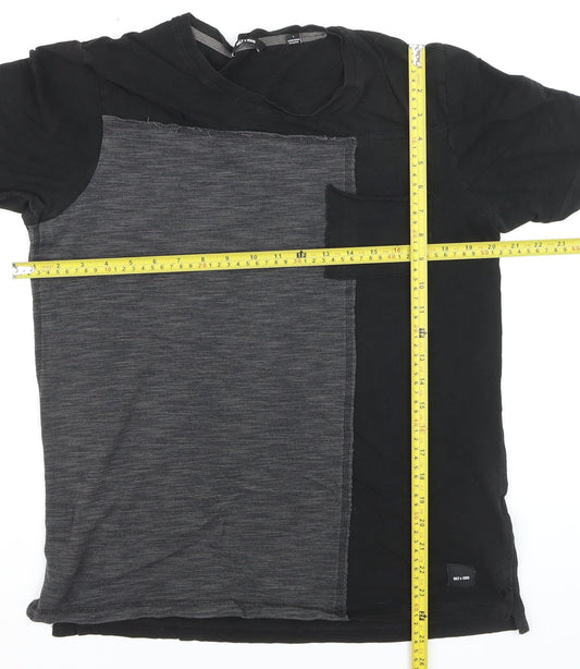 ONLY & SONS Men's Black Colourblock Slim Fit T-Shirt L