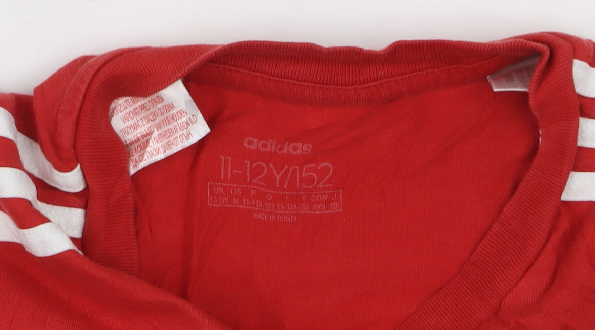 Additional view of Adidas boys’ red crew neck short sleeve t-shirt 11-12 years
