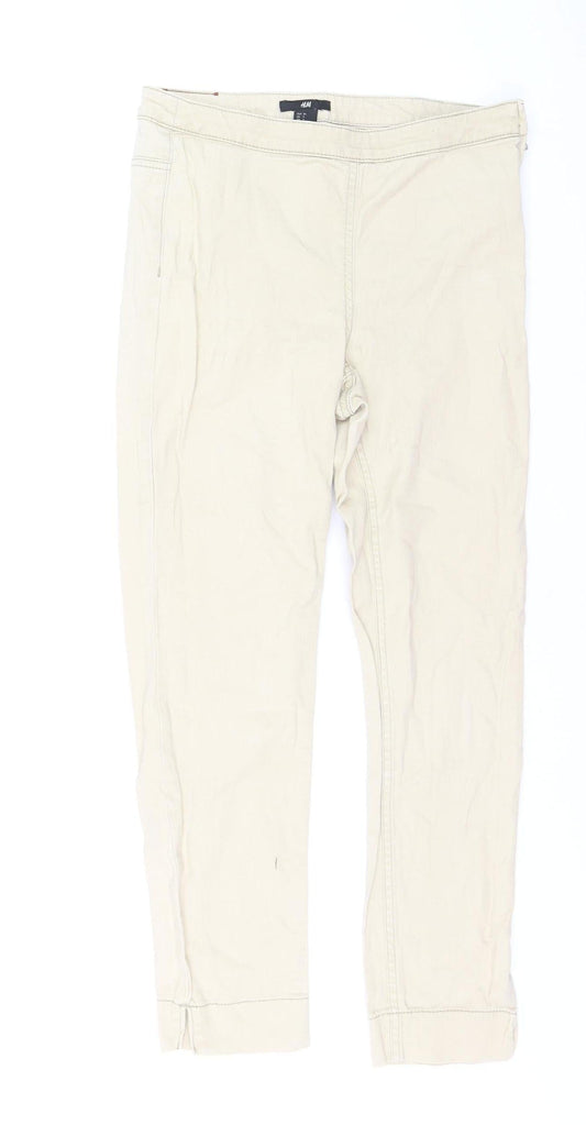 H&M Womens Beige Chino Trousers Size 8 Slim Fit Stretch