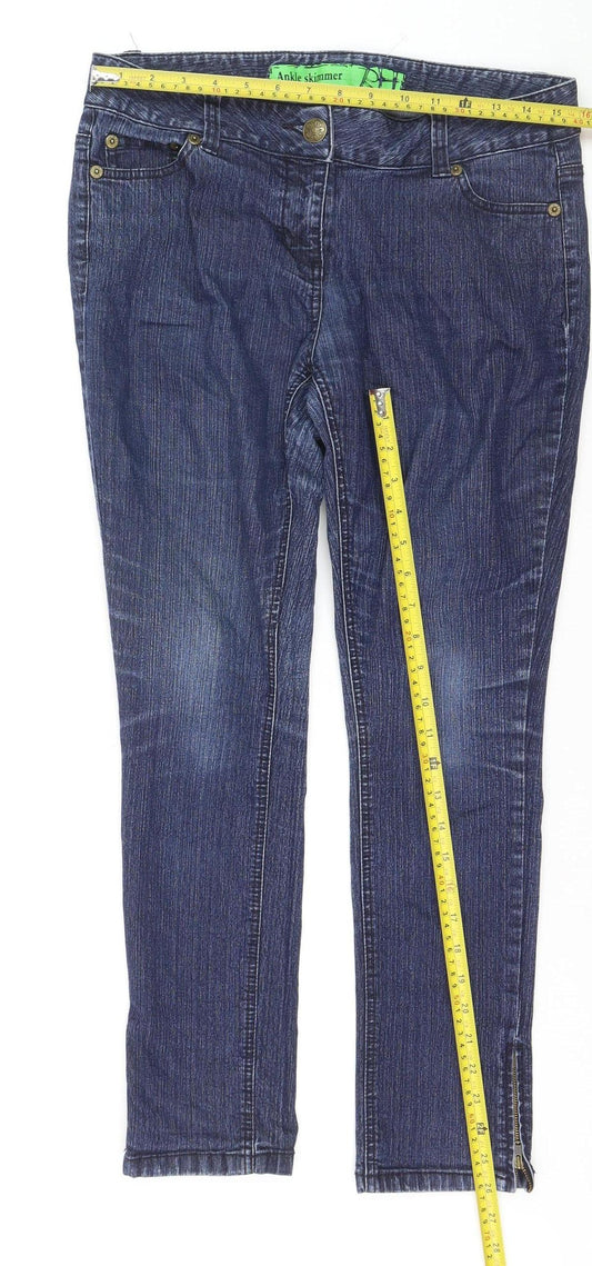 Debenhams Women’s Blue Denim Ankle Zip Slim Jeans Size 12
