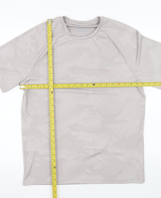 MAN Active Mens Grey Camouflage Short Sleeve Athletic T-Shirt Size M