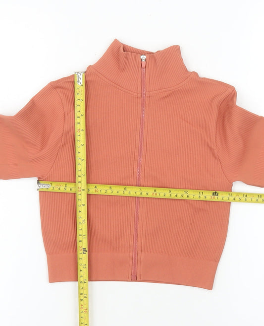 GYMGODDESS Womens Orange Cropped Zip Jacket Size S Slim Fit