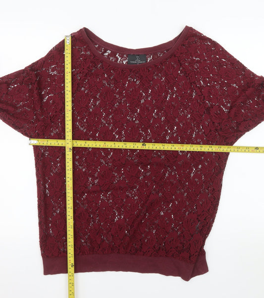Next Women Red Lace 3/4 Sleeve Camisole Blouse Size 14