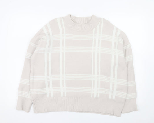 Nutmeg Women's Beige Check Knit Pullover Jumper Size 18