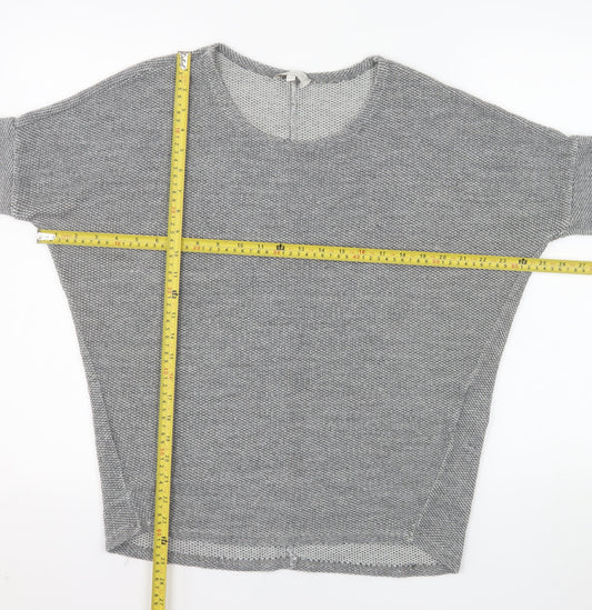 Apricot Women Grey Short Sleeve Knit Jumper S/M Relaxed Fit