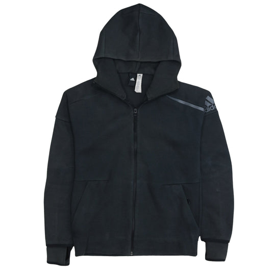 Additional front view of Adidas Men's Black Full Zip Hoodie, size S, Gym Training Sweater