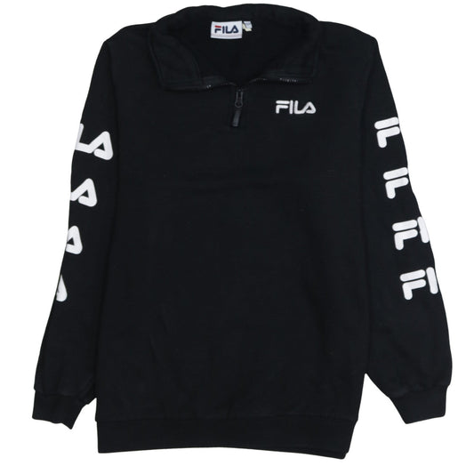 Additional front view of Fila Women Black XS Half Zip Sweatshirt Logo Embroidered Pullover