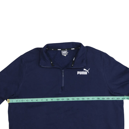 Puma Womens Navy 1/4 Zip Sweatshirt XL Cotton Blend Casual