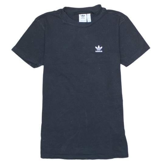 Additional front view of Adidas Women Black Cotton Short Sleeve Crew Neck T-Shirt, size 4