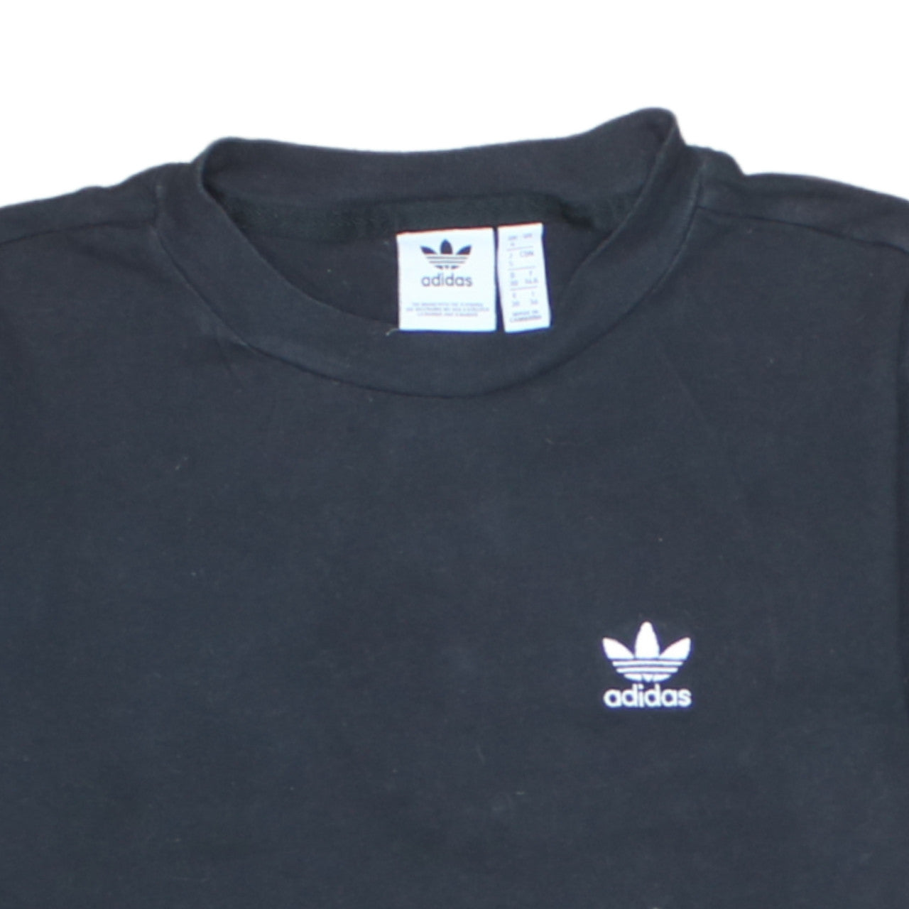 Additional view of Adidas Women Black Cotton Short Sleeve Crew Neck T-Shirt, size 4