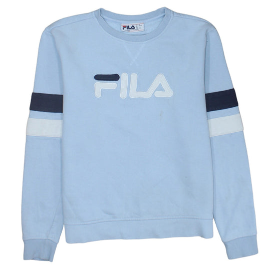 Additional front view of Fila Women's Light Blue Crew Neck Logo Sweatshirt, size L