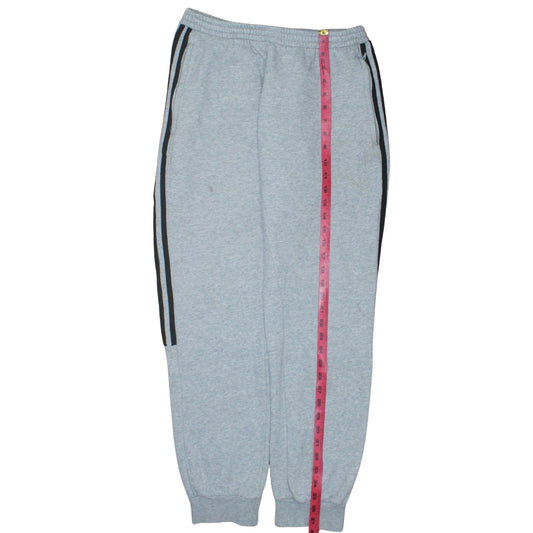 Adidas Mens Grey Sweatpants M Regular Fit Side Stripe Fleece Joggers