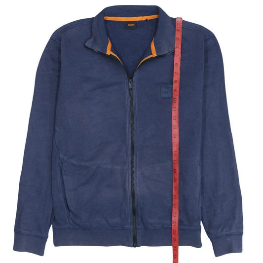 BOSS Men's Blue Cotton Track Jacket M Full Zip Casual Style