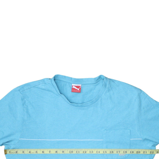 Puma Men's Blue Striped Crew Neck Cotton T-Shirt Size L