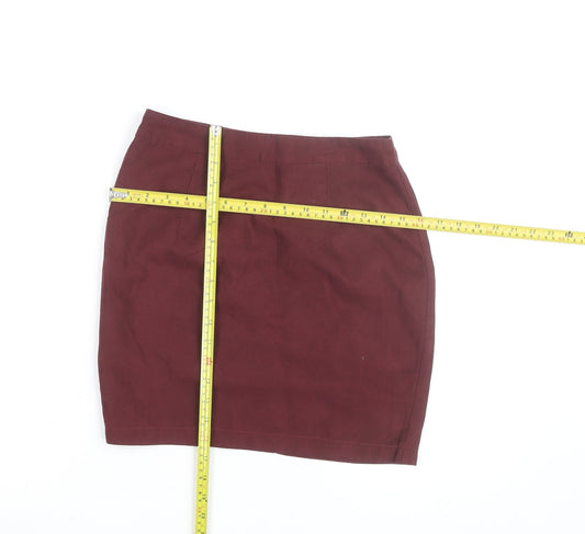 Boohoo Women Red Cotton Stretch Pencil Mini Skirt Size 8