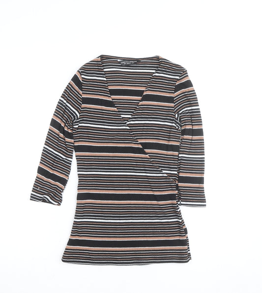 Dorothy Perkins Women's Multicoloured Stripe Wrap Top UK 10