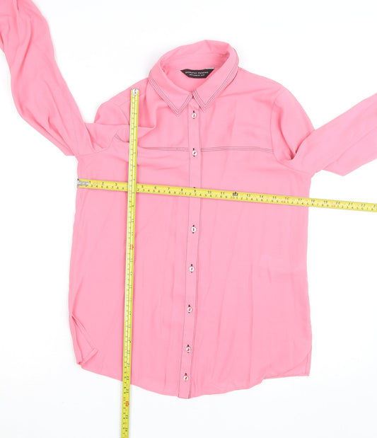 Dorothy Perkins Women Pink Size 10 Button-Up Long Sleeve Shirt