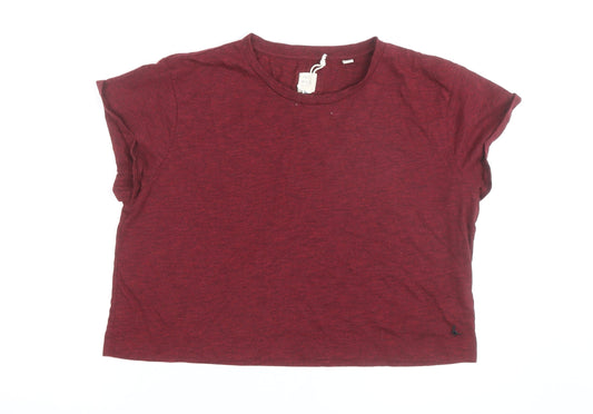 Jack Wills Women Red Cropped Jersey T-Shirt UK 14 Regular Fit