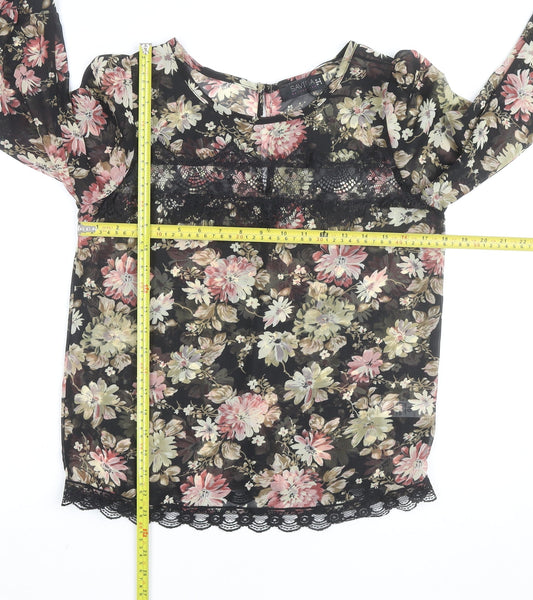 Savida Women’s Multicoloured Floral Lace Tunic Blouse Size 10