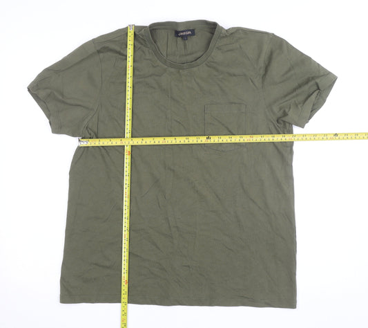 Jaeger Men's Green Cotton Crew Neck Short Sleeve T-Shirt L