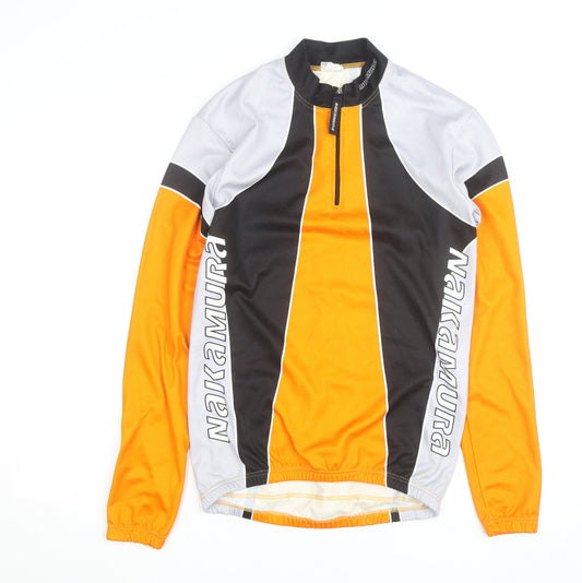 Nakamura Men's Orange Black Cycling Jersey Long Sleeve M