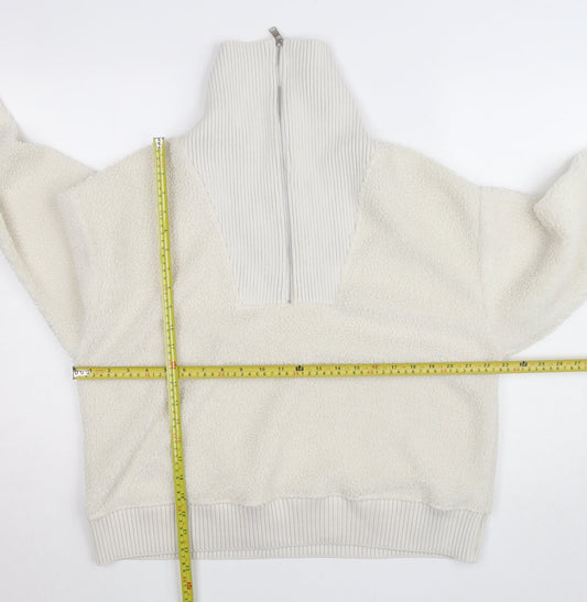 Marks and Spencer Womens Ivory Fleece 1/2 Zip High Neck Jumper M