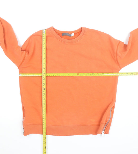 Mint Velvet Unisex Orange Crew Neck Zip Accent Cotton Sweatshirt Size S