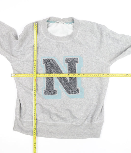Next Women Grey Pullover Sweatshirt M Letter N Logo Casual Soft Cotton Blend