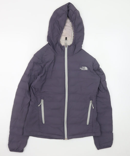 The North Face Women's Purple Hooded Puffer Jacket Size S