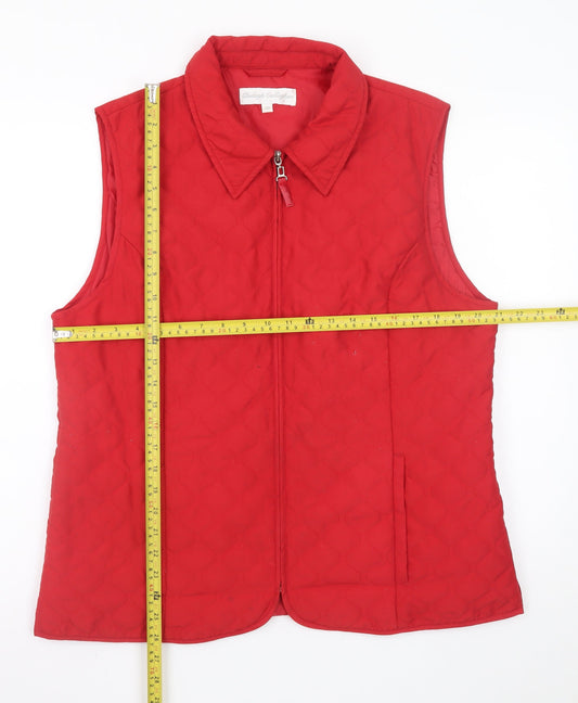 Clodagh Callaghan Women's Red Quilted Zip Waistcoat Size 18