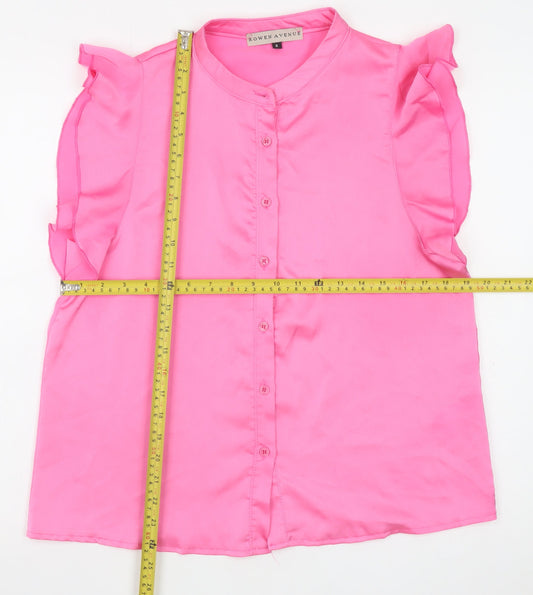 Rowen Avenue Women’s Pink Ruffle Sleeveless Blouse Size S