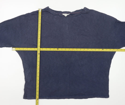 White Stuff Women Blue Striped Jersey Cotton 3/4 Sleeve T-Shirt UK 16