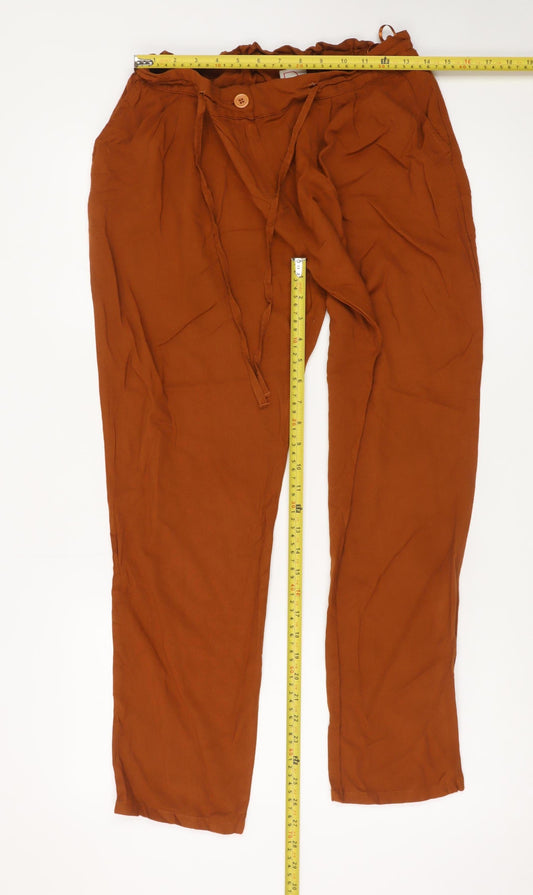 Next Women’s Brown Paperbag Tapered Trousers Size 14