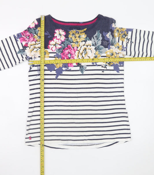 Joules Womens Multicoloured Stripe Floral Cotton Long Sleeve T-Shirt UK 12