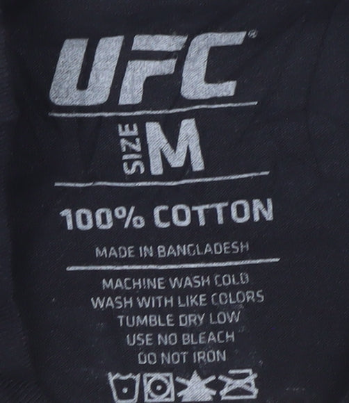 Brand and care label for UFC Men Black M Graphic Sports T-Shirt Cotton London Fight Night